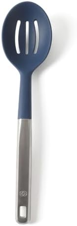 Calphalon Prime Stainless Steel Slotted Kitchen Spoon/Skimmer W/Navy Blue Silicone Head - Image 2
