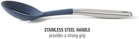 Calphalon Prime Stainless Steel Slotted Kitchen Spoon/Skimmer W/Navy Blue Silicone Head - Image 6