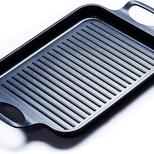 S·KITCHN Nonstick Grill Pan, Induction Stove Top Grill Plate, Glass Grilling Pan for Indoor, Gas Range Grill Panel/Skillet