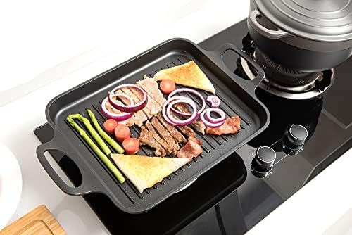 S·KITCHN Nonstick Grill Pan, Induction Stove Top Grill Plate, Glass Grilling Pan for Indoor, Gas Range Grill Panel/Skillet - Image 5