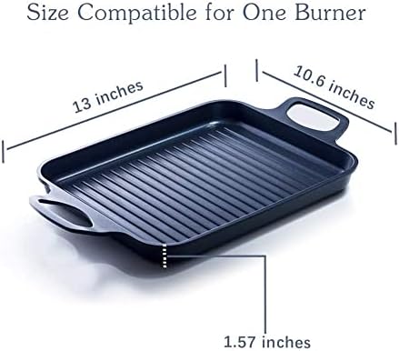 S·KITCHN Nonstick Grill Pan, Induction Stove Top Grill Plate, Glass Grilling Pan for Indoor, Gas Range Grill Panel/Skillet - Image 6